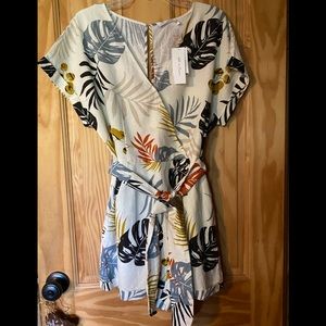 Linen multi palm print romper - Nordstrom